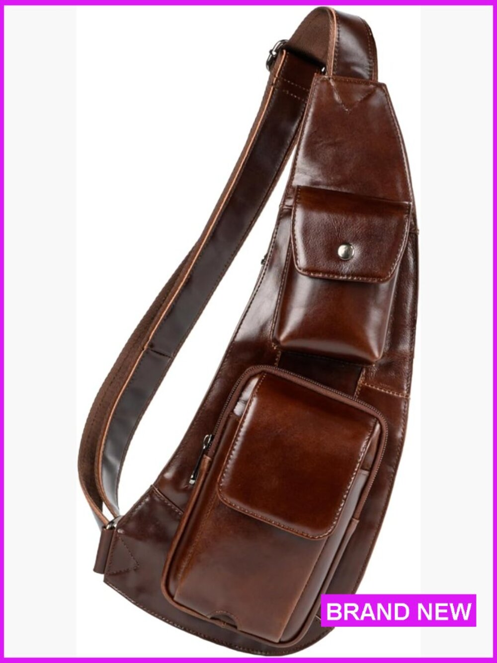 Genuine Leather Sling Bag Crossbody Shoulder Chest Pack Travel Purse